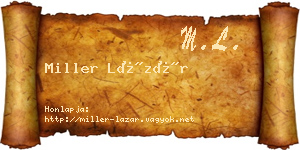Miller Lázár névjegykártya